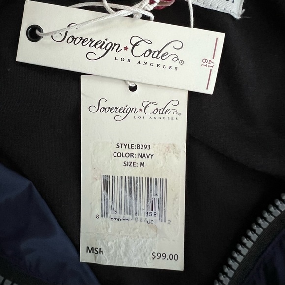 New Men’s “Sovereign Codes Los Angeles” Blue Hooded Windbreaker - Picture 6 of 7